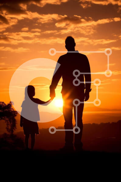 Intra Συλλεκτικό Ξύλινο Παζλ Plywood  4mm - Πατέρας και κόρη που κρατούν τα χέρια στο ηλιοβασίλεμα Σε Ξύλινο Κουτί - Διαστάσεις Puzzle: 10x10 cm – 25 κομμάτια