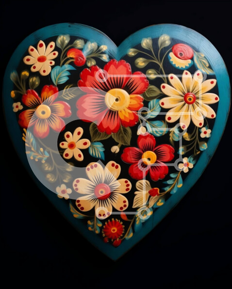 Intra Συλλεκτικό Ξύλινο Παζλ Plywood  4mm - Ξύλινο κουτί σε σχήμα καρδιάς με πολύχρωμα λουλούδια και πεταλούδες Σε Ξύλινο Κουτί - Διαστάσεις Puzzle: 10x10 cm – 25 κομμάτια