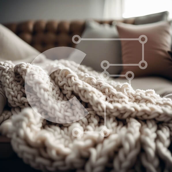 Intra Συλλεκτικό Ξύλινο Παζλ Plywood  4mm - Όμορφη εικόνα ενός άνετου σαλονιού με μια μαλακή πλεκτή κουβέρτα στον καναπέ Σε Ξύλινο Κουτί - Διαστάσεις Puzzle: 10x10 cm – 25 κομμάτια