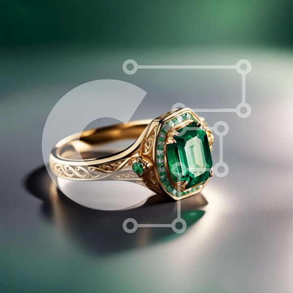 Σετ των 2 Intra Συλλεκτικό Ξύλινο Παζλ Plywood  4mm - Εκπληκτικό χρυσό δαχτυλίδι με σμαραγδένια πέτρα Σε Ξύλινο Κουτί - Διαστάσεις: 10x10 cm – 25 κομμάτια