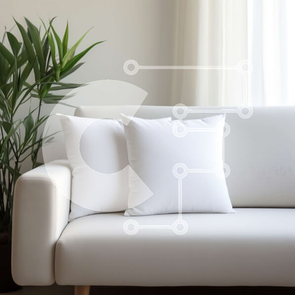 Intra Συλλεκτικό Ξύλινο Παζλ Plywood  4mm - Λευκός καναπές με μαξιλάρια σε ένα σαλόνι Σε Ξύλινο Κουτί - Διαστάσεις Puzzle: 10x10 cm – 25 κομμάτια