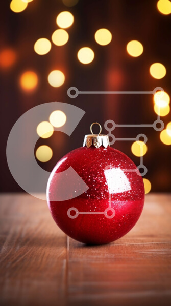 Intra Συλλεκτικό Ξύλινο Παζλ Plywood  4mm - Κόκκινο γιορτινό στολίδι σε ξύλινο τραπέζι με φωτισμένο φόντο Σε Ξύλινο Κουτί - Διαστάσεις: 10x10 cm – 25 κομμάτια