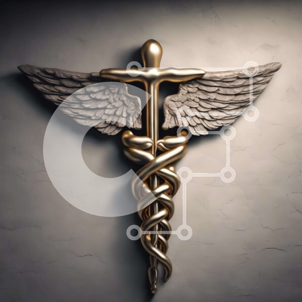 Intra Συλλεκτικό Ξύλινο Παζλ Plywood  4mm - Χρυσό ιατρικό σύμβολο κηρύκειο με φτερά Σε Ξύλινο Κουτί - Διαστάσεις Puzzle: 10x10 cm – 25 κομμάτια