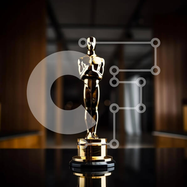 Intra Συλλεκτικό Ξύλινο Παζλ Plywood  4mm - Χρυσό άγαλμα Όσκαρ στο μαύρο τραπέζι Σε Ξύλινο Κουτί - Διαστάσεις: 10x10 cm – 25 κομμάτια