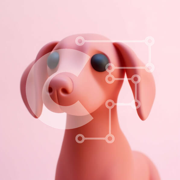 Intra Συλλεκτικό Ξύλινο Παζλ Plywood  4mm - Ροζ σκύλος παιχνίδι με μαύρα μάτια σε υπόλευκο φόντο Σε Ξύλινο Κουτί - Διαστάσεις: 10x10 cm – 25 κομμάτια