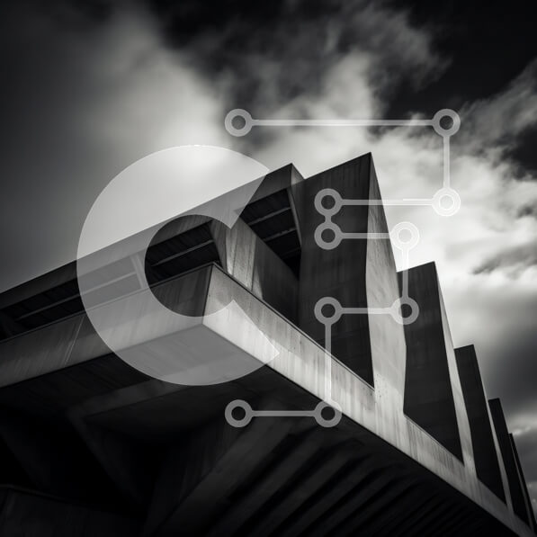 Intra Συλλεκτικό Ξύλινο Παζλ Plywood  4mm - Αφηρημένο ασπρόμαυρο κτήριο με γωνιακά σχήματα Σε Ξύλινο Κουτί - Διαστάσεις Puzzle: 10x10 cm – 25 κομμάτια