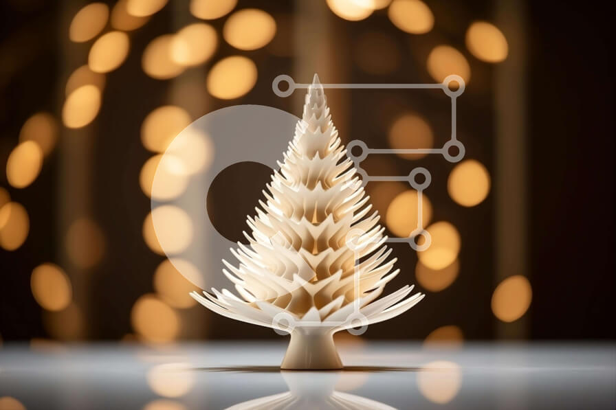 Intra Συλλεκτικό Ξύλινο Παζλ Plywood  4mm - Μικρό λευκό χριστουγεννιάτικο δέντρο σε φωτισμένο φόντο Σε Ξύλινο Κουτί - Διαστάσεις: 10x10 cm – 25 κομμάτια