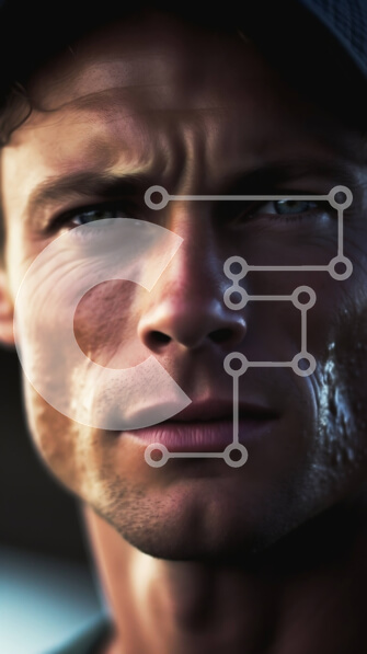 Intra Συλλεκτικό Ξύλινο Παζλ Plywood  4mm - Έντονη εικόνα ενός άνδρα που φορά ένα καπέλο του μπέιζμπολ Σε Ξύλινο Κουτί - Διαστάσεις Puzzle: 10x10 cm – 25 κομμάτια