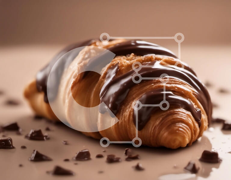 Σετ των 2 Intra Συλλεκτικό Ξύλινο Παζλ Plywood  4mm - Κρουασάν με σοκολάτα και κομματάκια σοκολάτας Σε Ξύλινο Κουτί - Διαστάσεις: 10x10 cm – 25 κομμάτια