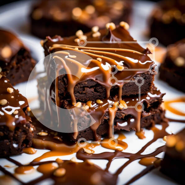 Σετ των 2 Intra Συλλεκτικό Ξύλινο Παζλ Plywood  4mm - Λαχταριστά μπράουνις σοκολάτας με καραμέλα Σε Ξύλινο Κουτί - Διαστάσεις: 10x10 cm – 25 κομμάτια