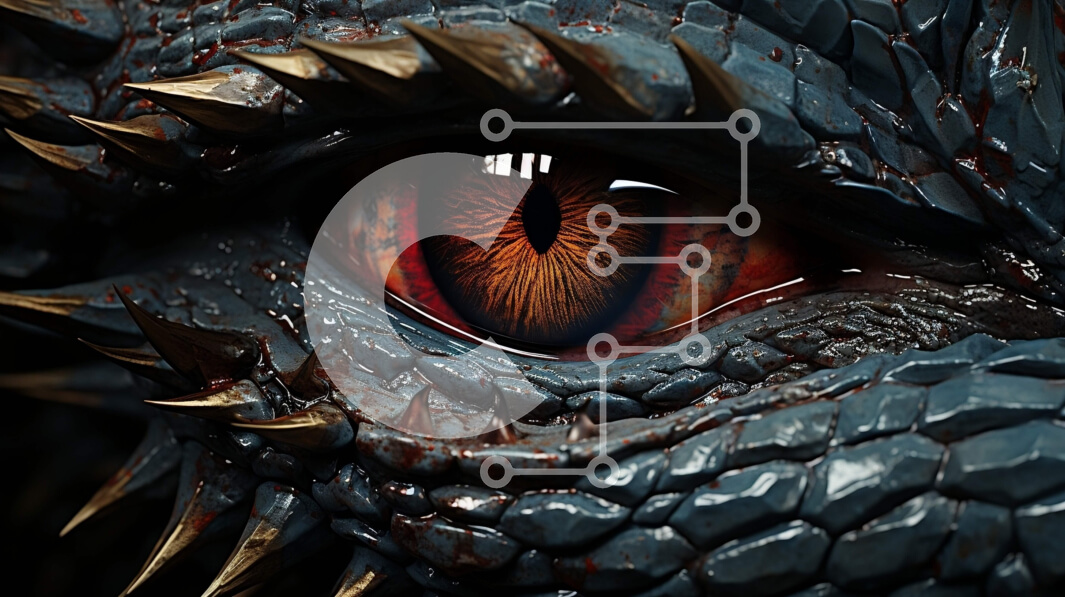 Intra Συλλεκτικό Ξύλινο Παζλ Plywood  4mm - Κοντινό πλάνο Dragon Eye: Sharp Claws, Glowing Red Iris Σε Ξύλινο Κουτί - Διαστάσεις: 10x10 cm – 25 κομμάτια