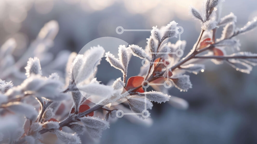 Intra Συλλεκτικό Ξύλινο Παζλ Plywood  4mm - Κλαδί με παγετό το χειμώνα με κοκκινοκαφέ μούρα Σε Ξύλινο Κουτί - Διαστάσεις: 10x10 cm – 25 κομμάτια