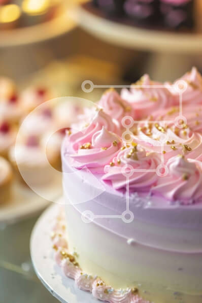 Σετ των 2 Intra Συλλεκτικό Ξύλινο Παζλ Plywood  4mm - Νόστιμο κέικ με ροζ και λευκό παγωμένο περιτριγυρισμένο από cupcakes και γλυκά Σε Ξύλινο Κουτί - Διαστάσεις: 10x10 cm – 25 κομμάτια