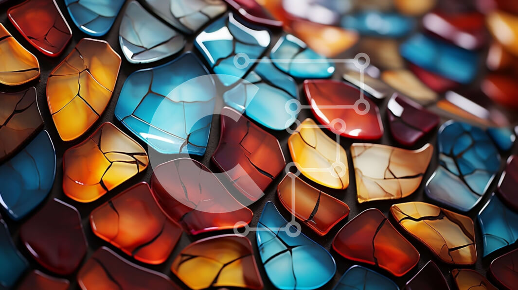 Intra Συλλεκτικό Ξύλινο Παζλ Plywood  4mm - Κοντινό πλάνο ζωηρό και περίπλοκο έργο τέχνης από βιτρό Σε Ξύλινο Κουτί - Διαστάσεις Puzzle: 10x10 cm – 25 κομμάτια