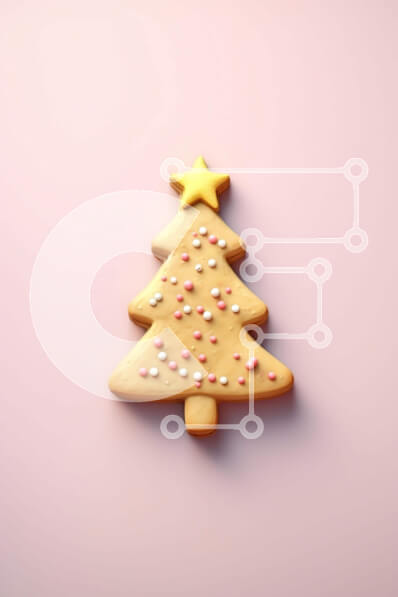 Σετ των 2 Intra Συλλεκτικό Ξύλινο Παζλ Plywood  4mm - Ανάποδα μπισκότο χριστουγεννιάτικου δέντρου σε ροζ φόντο Σε Ξύλινο Κουτί - Διαστάσεις: 10x10 cm – 25 κομμάτια