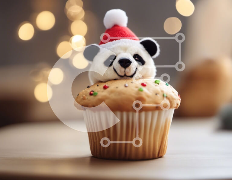 Σετ των 2 Intra Συλλεκτικό Ξύλινο Παζλ Plywood  4mm - Γεμιστό Panda σε ανάποδο cupcake με καπέλο για πάρτι Σε Ξύλινο Κουτί - Διαστάσεις: 10x10 cm – 25 κομμάτια