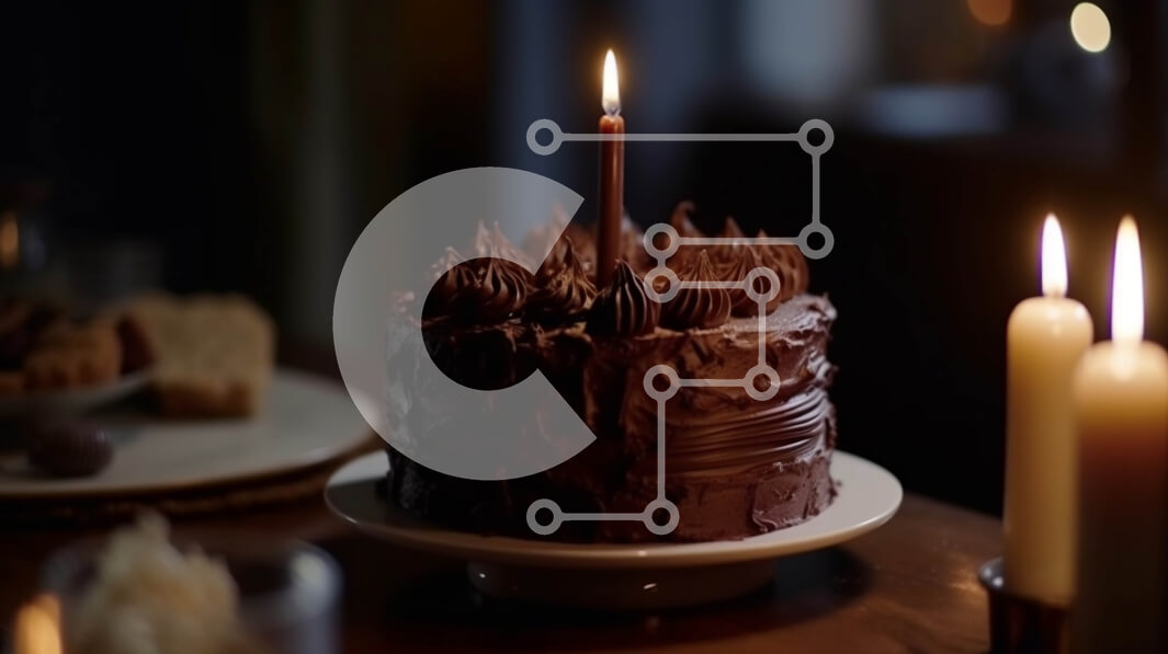 Σετ των 2 Intra Συλλεκτικό Ξύλινο Παζλ Plywood  4mm - Νόστιμο κέικ σοκολάτας με ένα αναμμένο κερί σε ένα τραπέζι μπροστά από μια θέα στην πόλη τη νύχτα Σε Ξύλινο Κουτί - Διαστάσεις: 10x10 cm – 25 κομμάτια