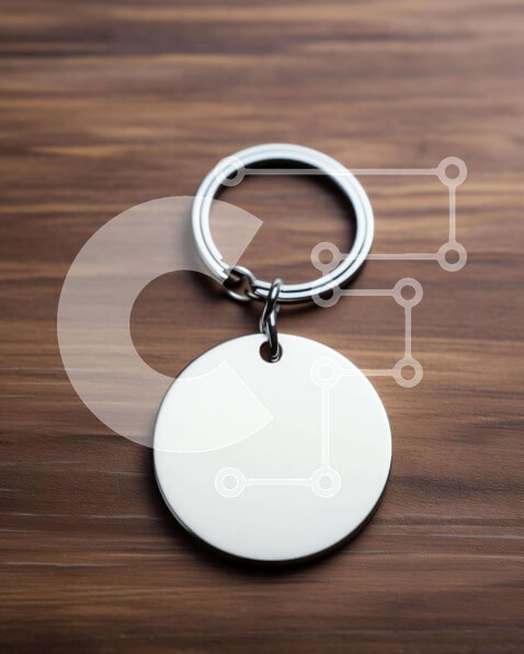 Intra Συλλεκτικό Ξύλινο Παζλ Plywood  4mm - Ασημένιο μπρελόκ σε τραπέζι από ξύλο βελανιδιάς Σε Ξύλινο Κουτί - Διαστάσεις: 10x10 cm – 25 κομμάτια