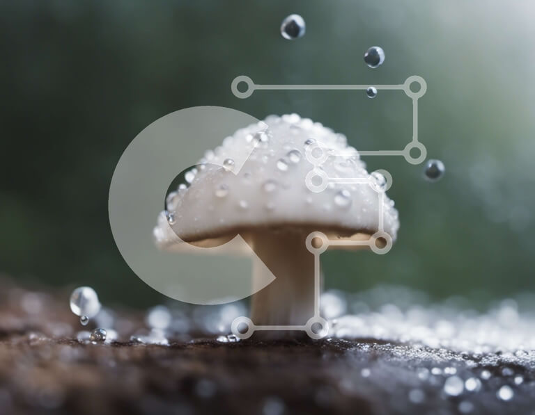 Intra Συλλεκτικό Ξύλινο Παζλ Plywood  4mm - Λευκό μανιτάρι με σταγονίδια νερού Σε Ξύλινο Κουτί - Διαστάσεις: 10x10 cm – 25 κομμάτια