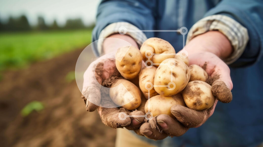 Intra Συλλεκτικό Ξύλινο Παζλ Plywood  4mm - Άτομο που κρατά φρέσκες πατάτες στα χέρια του Σε Ξύλινο Κουτί - Διαστάσεις: 10x10 cm – 25 κομμάτια