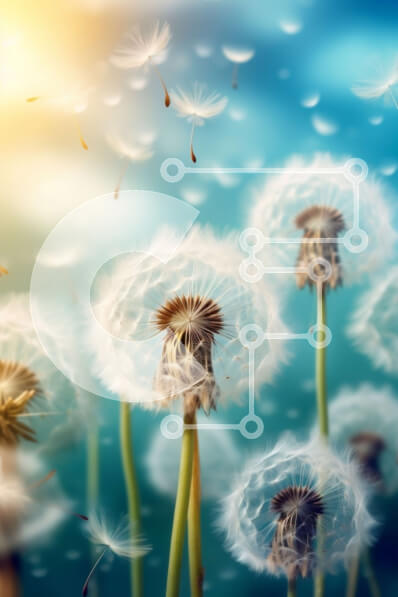 Σετ των 2 Intra Συλλεκτικό Ξύλινο Παζλ Plywood  4mm - Όμορφο σκηνικό πικραλίδων που πνέουν στον άνεμο μια ηλιόλουστη μέρα Σε Ξύλινο Κουτί - Διαστάσεις: 10x10 cm – 25 κομμάτια