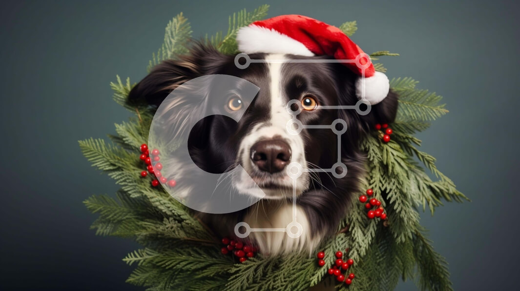 Σετ των 2 Intra Συλλεκτικό Ξύλινο Παζλ Plywood  4mm - Μαύρο και άσπρο Border Collie Dog με διακοσμητικό στεφάνι Σε Ξύλινο Κουτί - Διαστάσεις: 10x10 cm – 25 κομμάτια