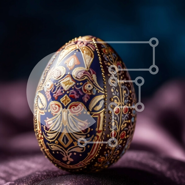 Intra Συλλεκτικό Ξύλινο Παζλ Plywood  4mm - Όμορφα διακοσμημένο Πασχαλινό αυγό σε μωβ φόντο Σε Ξύλινο Κουτί - Διαστάσεις: 10x10 cm – 25 κομμάτια