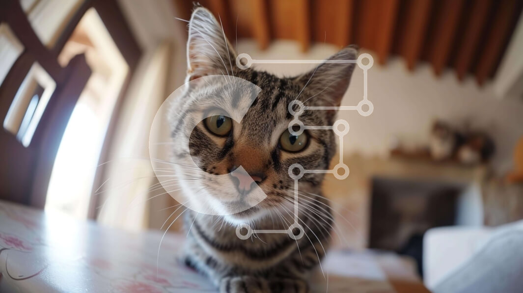 Σετ των 2 Intra Συλλεκτικό Ξύλινο Παζλ Plywood  4mm - Χαλαρή γάτα που κάθεται στο τραπέζι κοιτάζοντας την κάμερα Σε Ξύλινο Κουτί - Διαστάσεις: 10x10 cm – 25 κομμάτια