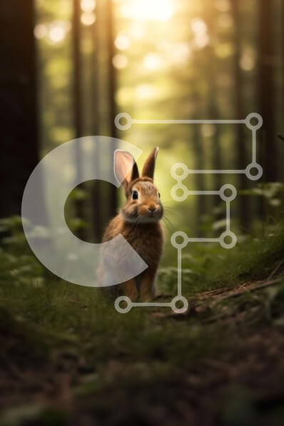 Σετ των 2 Intra Συλλεκτικό Ξύλινο Παζλ Plywood  4mm - Αξιολάτρευτη εικόνα ενός καφέ κουνελιού σε ένα ξέφωτο δάσους Σε Ξύλινο Κουτί - Διαστάσεις: 10x10 cm – 25 κομμάτια