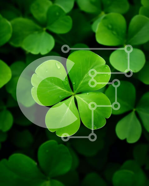 Intra Συλλεκτικό Ξύλινο Παζλ Plywood  4mm - Τετράφυλλο τριφύλλι που περιβάλλεται από πράσινα φύλλα Σε Ξύλινο Κουτί - Διαστάσεις: 10x10 cm – 25 κομμάτια