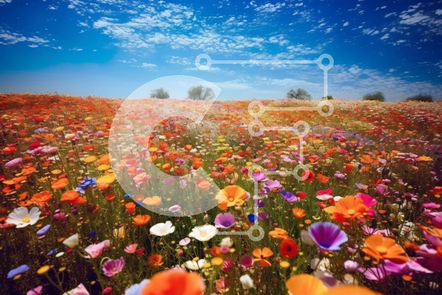 Intra Συλλεκτικό Ξύλινο Παζλ Plywood  4mm - Ζωντανά αγριολούλουδα σε ένα όμορφο χωράφι Σε Ξύλινο Κουτί - Διαστάσεις: 10x10 cm – 25 κομμάτια