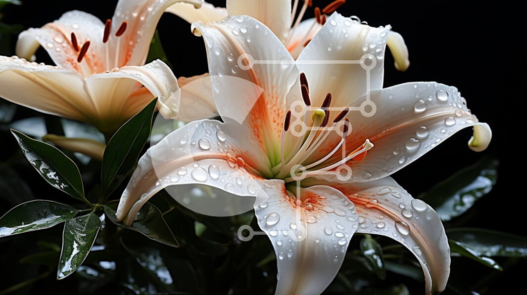 Intra Συλλεκτικό Ξύλινο Παζλ Plywood  4mm - Εκπληκτική εικόνα δύο λευκών κρίνων με σταγονίδια νερού σε πέταλα Σε Ξύλινο Κουτί - Διαστάσεις: 10x10 cm – 25 κομμάτια