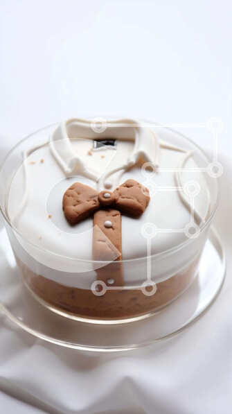 Intra Συλλεκτικό Ξύλινο Παζλ Plywood  4mm - Διακοσμημένη τούρτα με σχέδιο πουκάμισο και παπιγιόν Σε Ξύλινο Κουτί - Διαστάσεις: 10x10 cm – 25 κομμάτια