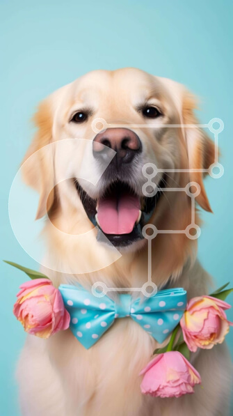 Σετ των 2 Intra Συλλεκτικό Ξύλινο Παζλ Plywood  4mm - Σκύλος Γκόλντεν Ριτρίβερ με παπιγιόν και τριαντάφυλλα Σε Ξύλινο Κουτί - Διαστάσεις: 10x10 cm – 25 κομμάτια