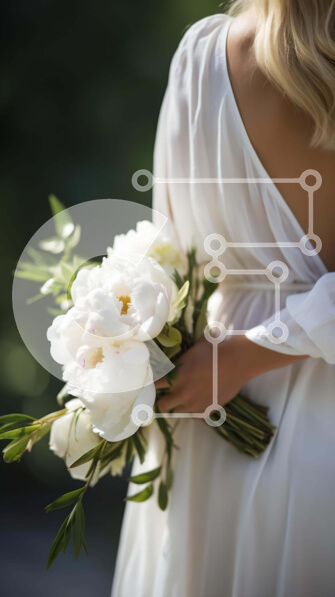 Intra Συλλεκτικό Ξύλινο Παζλ Plywood  4mm - Κομψή νύφη με φρέσκο ​​λευκό λουλούδι μπουκέτο Σε Ξύλινο Κουτί - Διαστάσεις Puzzle: 10x10 cm – 25 κομμάτια