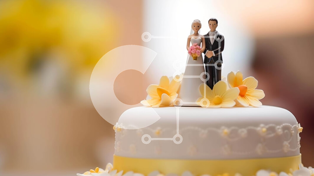 Intra Συλλεκτικό Ξύλινο Παζλ Plywood  4mm - Κομψή γαμήλια τούρτα με ειδώλια νύφης και γαμπρού Σε Ξύλινο Κουτί - Διαστάσεις: 10x10 cm – 25 κομμάτια