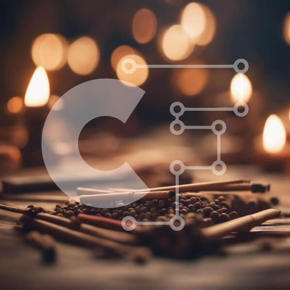 Σετ των 2 Intra Συλλεκτικό Ξύλινο Παζλ Plywood  4mm - Τραπέζι με διάφορα μπαχαρικά και αναμμένα κεριά Σε Ξύλινο Κουτί - Διαστάσεις: 10x10 cm – 25 κομμάτια