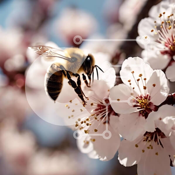 Intra Συλλεκτικό Ξύλινο Παζλ Plywood  4mm - Μέλισσα σε άνθη αμυγδαλιάς Σε Ξύλινο Κουτί - Διαστάσεις: 10x10 cm – 25 κομμάτια