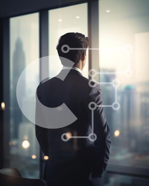 Intra Συλλεκτικό Ξύλινο Παζλ Plywood  4mm - Επιχειρηματίας που θαυμάζει το αστικό τοπίο μέσα από το παράθυρο Σε Ξύλινο Κουτί - Διαστάσεις Puzzle: 10x10 cm – 25 κομμάτια