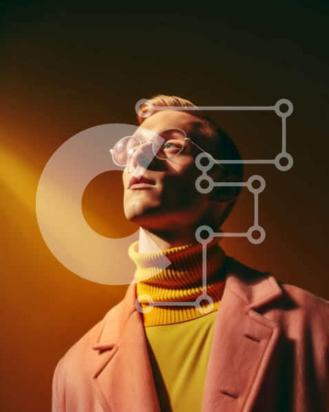 Intra Συλλεκτικό Ξύλινο Παζλ Plywood  4mm - Κομψός άνδρας που κοιτάζει ψηλά στην πηγή φωτός Σε Ξύλινο Κουτί - Διαστάσεις Puzzle: 10x10 cm – 25 κομμάτια