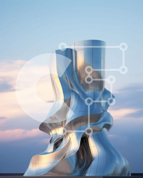 Intra Συλλεκτικό Ξύλινο Παζλ Plywood  4mm - Φουτουριστικό πλωτό γλυπτό σε ασημί μέταλλο Σε Ξύλινο Κουτί - Διαστάσεις Puzzle: 10x10 cm – 25 κομμάτια