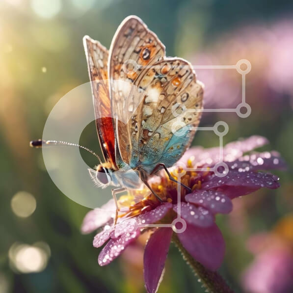 Intra Συλλεκτικό Ξύλινο Παζλ Plywood  4mm - Πεταλούδα σε πορτοκαλί λουλούδι με σταγόνες δροσιάς Σε Ξύλινο Κουτί - Διαστάσεις: 10x10 cm – 25 κομμάτια