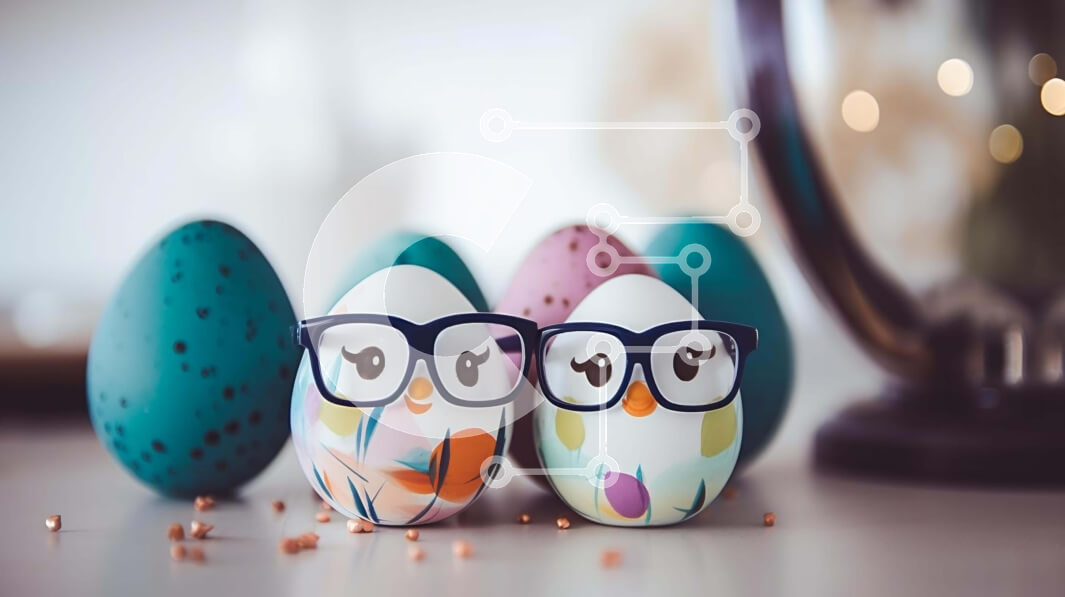 Intra Συλλεκτικό Ξύλινο Παζλ Plywood  4mm - Διακοσμημένα πασχαλινά αυγά με ποτήρια κουκουβάγιας Σε Ξύλινο Κουτί - Διαστάσεις: 10x10 cm – 25 κομμάτια