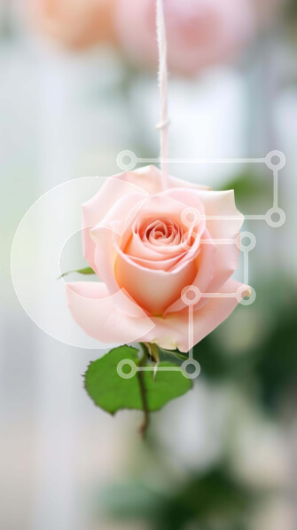 Σετ των 2 Intra Συλλεκτικό Ξύλινο Παζλ Plywood  4mm - Μονό ροζ τριαντάφυλλο κρεμαστό από την οροφή με πράσινα φύλλα Σε Ξύλινο Κουτί - Διαστάσεις: 10x10 cm – 25 κομμάτια