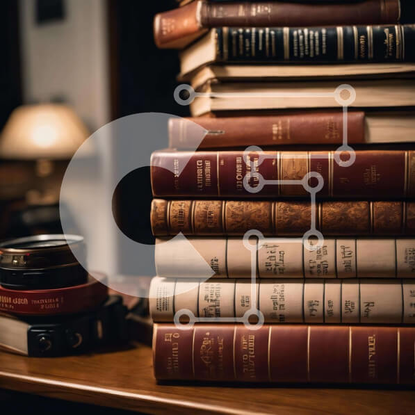 Intra Συλλεκτικό Ξύλινο Παζλ Plywood  4mm - Στοίβα βιβλίων με κάμερα στο τραπέζι Σε Ξύλινο Κουτί - Διαστάσεις Puzzle: 10x10 cm – 25 κομμάτια