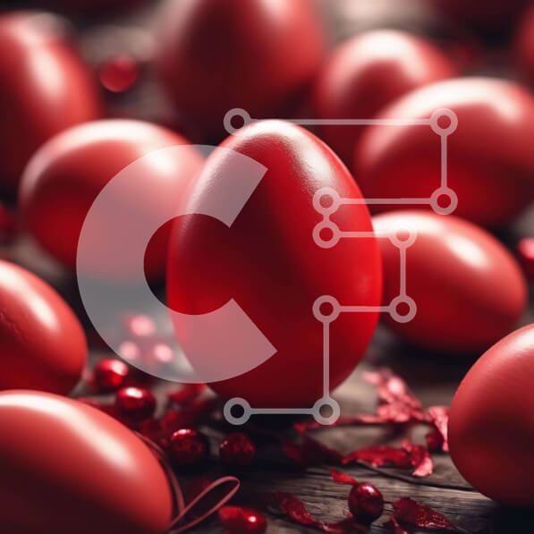 Intra Συλλεκτικό Ξύλινο Παζλ Plywood  4mm - Κόκκινα Πασχαλινά αυγά στο παλιό ξύλινο τραπέζι Σε Ξύλινο Κουτί - Διαστάσεις: 10x10 cm – 25 κομμάτια