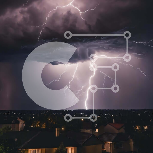 Intra Συλλεκτικό Ξύλινο Παζλ Plywood  4mm - Κεραυνός πάνω από την αστική περιοχή Σε Ξύλινο Κουτί - Διαστάσεις Puzzle: 10x10 cm – 25 κομμάτια