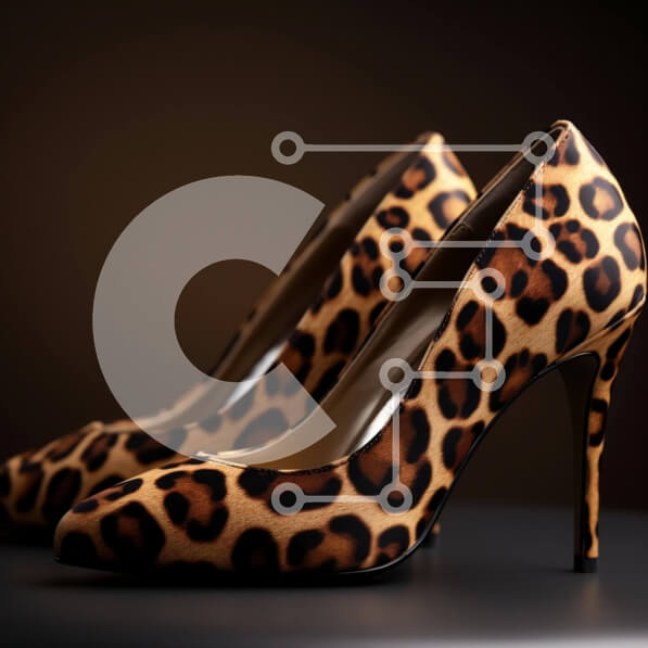 Σετ των 2 Intra Συλλεκτικό Ξύλινο Παζλ Plywood  4mm - Ψηλοτάκουνα παπούτσια με Leopard Print Σε Ξύλινο Κουτί - Διαστάσεις: 10x10 cm – 25 κομμάτια