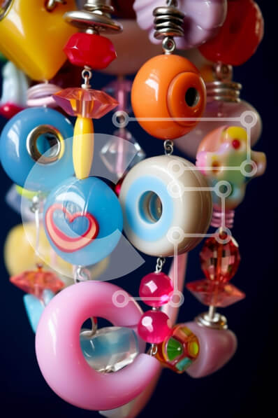 Intra Συλλεκτικό Ξύλινο Παζλ Plywood  4mm - Πολύχρωμες χάντρες και γούρια που κρέμονται από την οροφή Σε Ξύλινο Κουτί - Διαστάσεις Puzzle: 10x10 cm – 25 κομμάτια