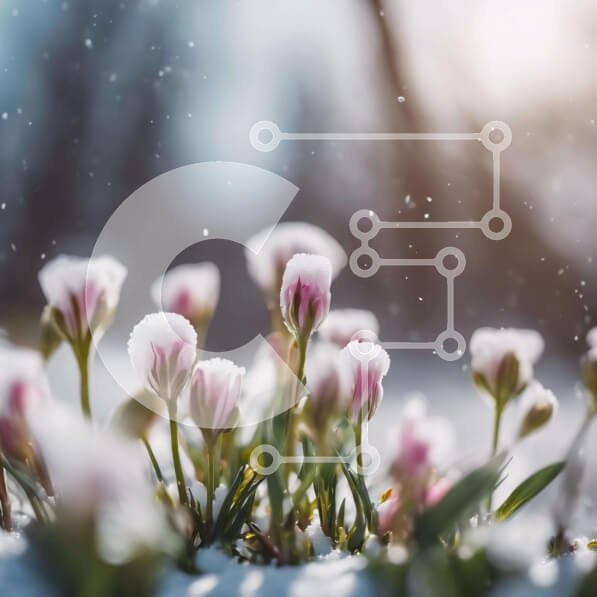 Intra Συλλεκτικό Ξύλινο Παζλ Plywood  4mm - Χιονισμένες τουλίπες στο χειμερινό πεδίο Σε Ξύλινο Κουτί - Διαστάσεις: 10x10 cm – 25 κομμάτια